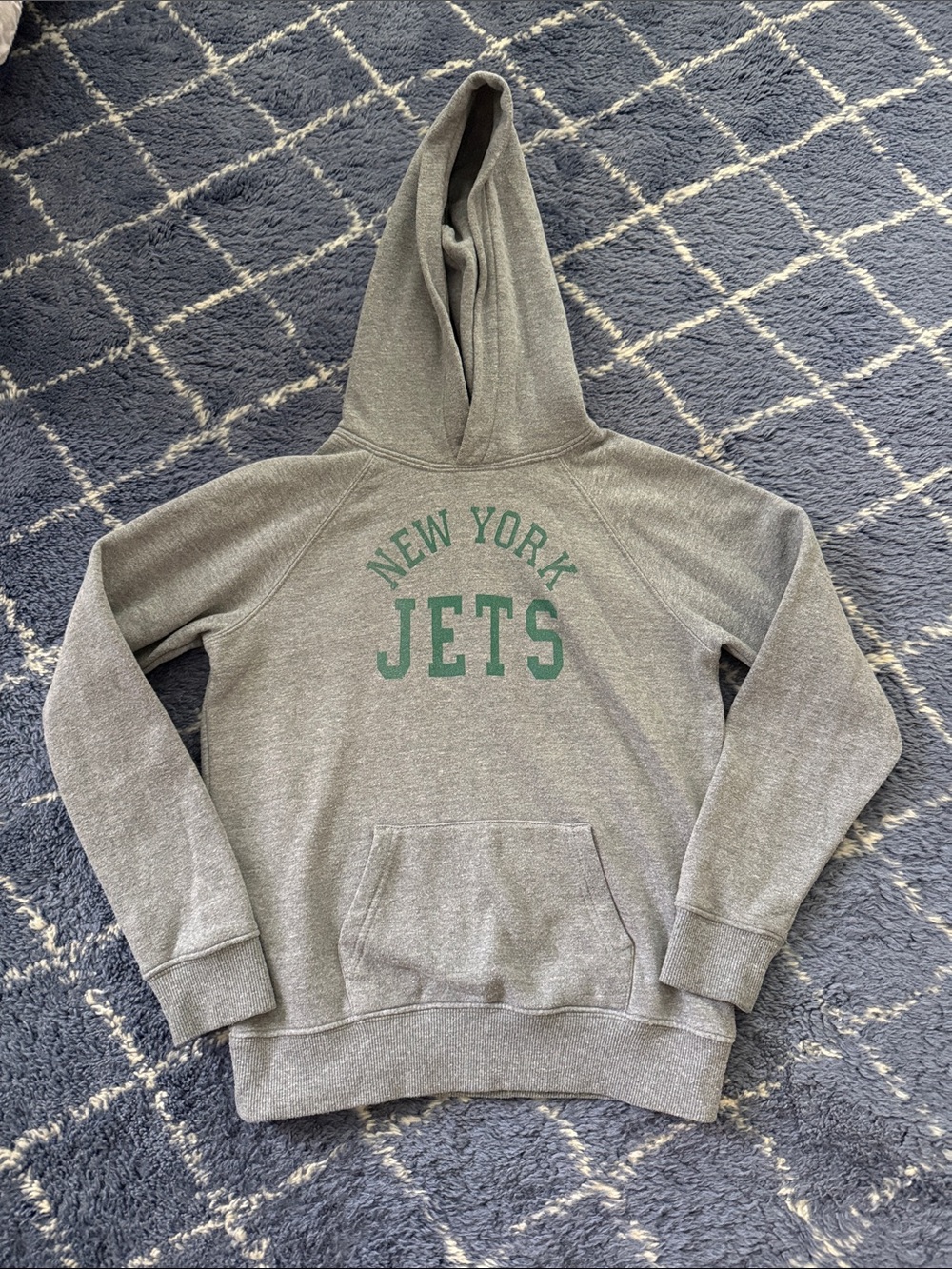 HOMAGE Gray Hoodie with Green New York Jets Logo - size 10